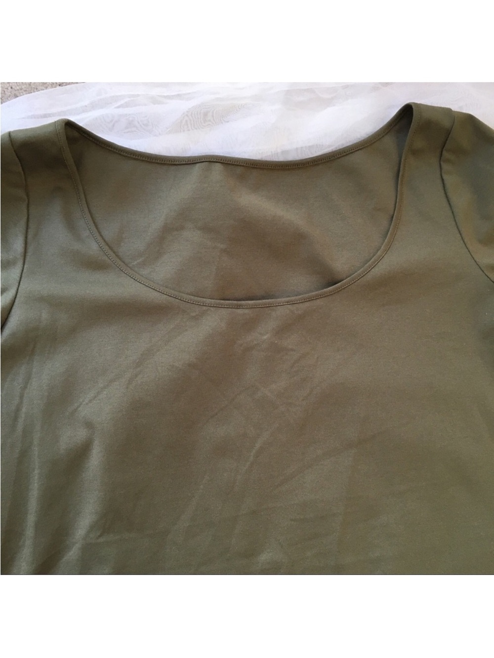 Lafayette 148 New York Olive Boat Neck
Green Tee Shirt in “Lilypad” - Picture 3 of 5